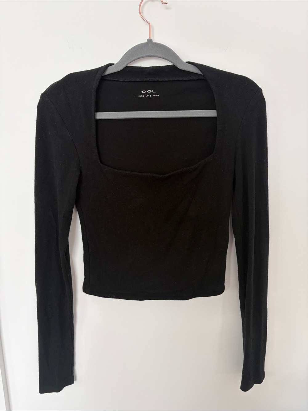 OGL Black Square Neck Long Sleeve Top